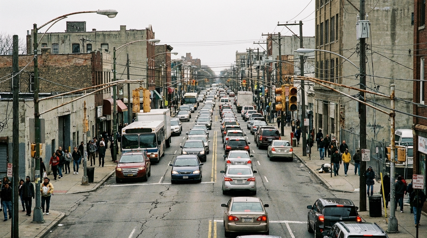 Red sports car in parking lot before AI background enhancement